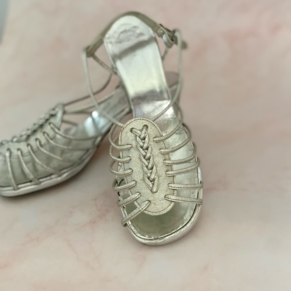 Vintage Silver Strappy Sling Back High Heels - Picture 7 of 9